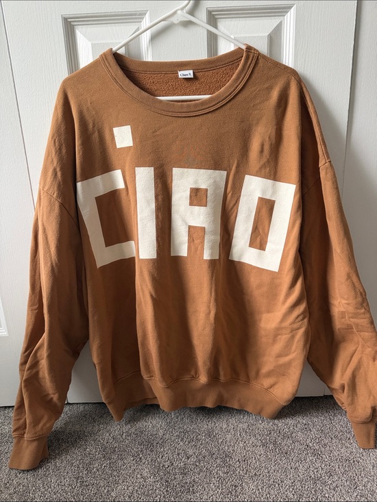 Clare V. Tops - Clare V. Oversized Brown Graphic Crew Sweatshirt